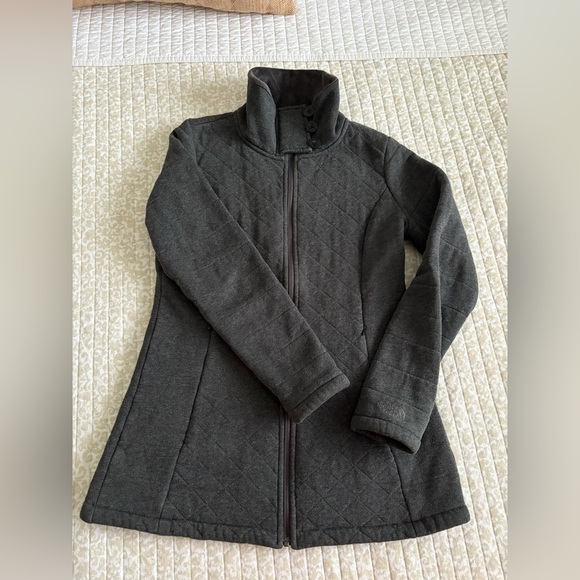 The ﻿Northface Quilted Oso Fleece Tunic Jacket Coat | Charcoal Gray | Size M - Picture 8 of 16
